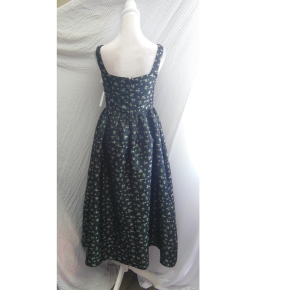 NEW LULUS Black CELINE Floral CORSET Square Neck COCKTAIL Midi DRESS S - Picture 10 of 16